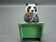 1 Paar Buchstützen Panda Gusseisen 13 cm