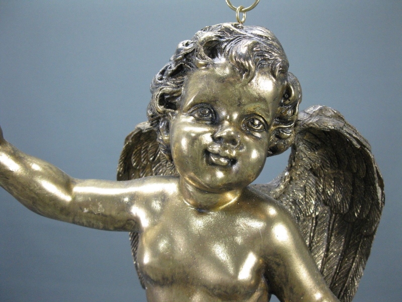 Goldener Schwebeengel  Engel Putto 40 cm Deko Figur  altgold farben 