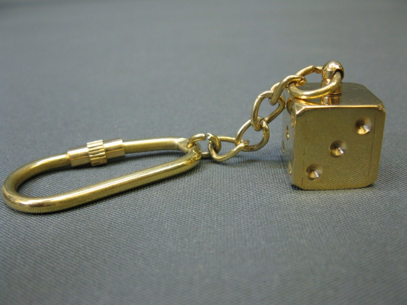 Schlüsselanhänger Würfel Glückswürfel  Messing 1,5 cm  Maritime Dekoration 