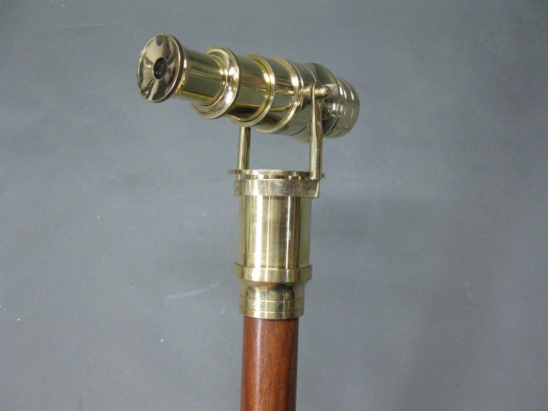 Gehstock Wanderstock   LARP  mit innenliegendem  Fernrohr  Messing Fernglas 96cm