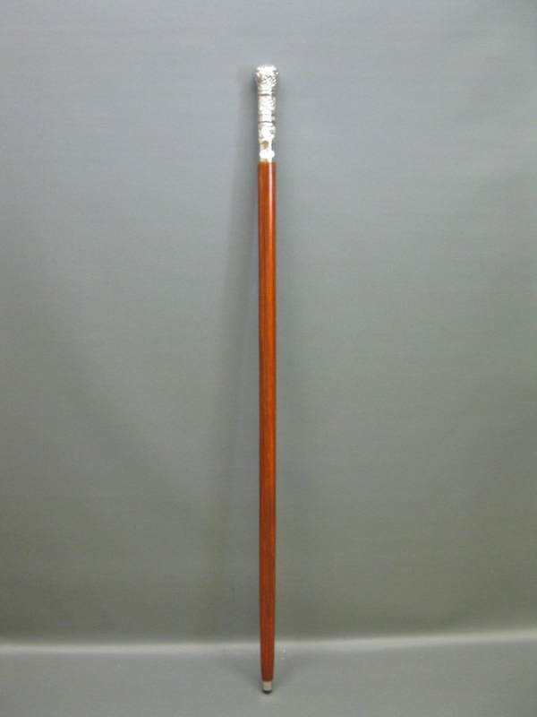 Edler Holz  Gehstock Wanderstock Stock silbern  94 cm Spazierstock Walking Stick 
