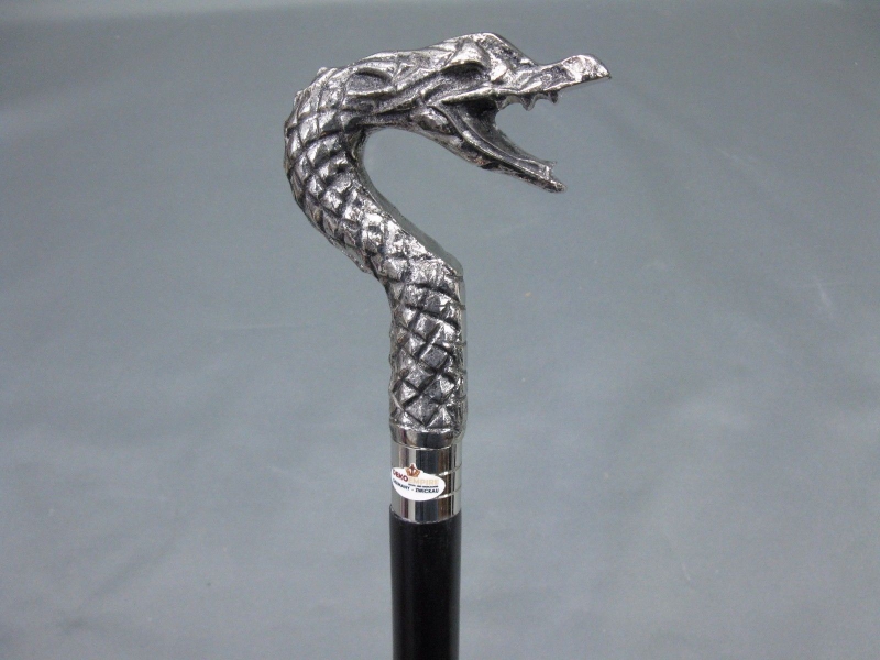 Holz  Spazierstock Gehstock  Schlange schwarz 100 cm  Gothic Cobra Walking Stick