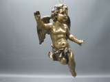 Schwebender Engel Putto 40 cm Deko Figur altgold farben
