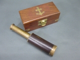 Messing Piratenfernrohr 16 cm mit Holzbox Fernglas