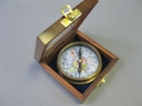 Brünierter Messingkompass 8cmin Holzbox aus Edelholz