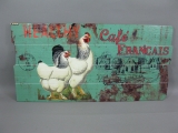 Holzbild Hühner 80cm x 40cm Holz bedruckt vintage chabby chic