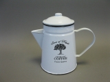 Emaille Kaffeekanne in Weiß mit abnehmbaren Deckel 18 cm