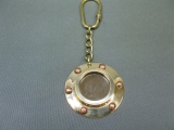 Schlüsselanhänger Bullauge mit Spiegel Messing 4,5 cm Maritime Dekoration