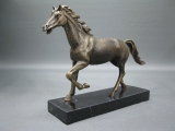 Pferd Statue auf Marmorsockel 23 cm 1,7 Kg Bronze farben Schreibtischobjekt
