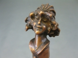 Edler Bronze Holz Sammler Gehstock Wanderstock Spazierstock Dame mit Hut 95cm