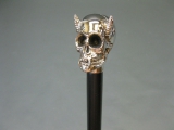 Edler Holz Sammler Gehstock Wanderstock Spazierstock Gothic Skull silbern 94cm