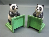 1 Paar Buchstützen Panda Gusseisen 13 cm