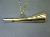 Messing Stethoskop Hörrohr Hearing Pipe Hörmaschine Ear Trumpet 15 cm mit Kette